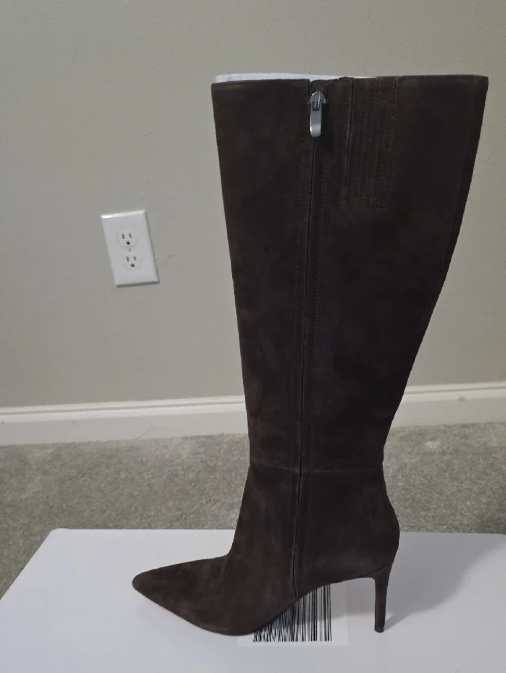 Nine West Dark Brown Suede Over-the-Knee Pointed-Toe Boot